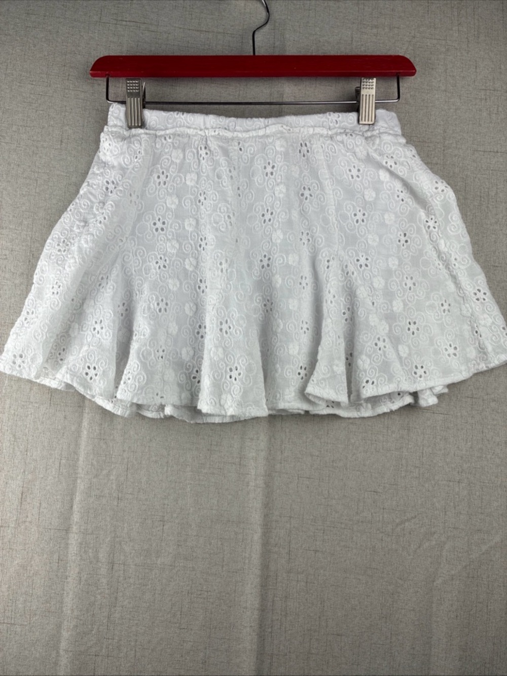 Stitch & Pine Girls White Eyelet L 14 Skort Soft Skirt Casual Active Cottagecore